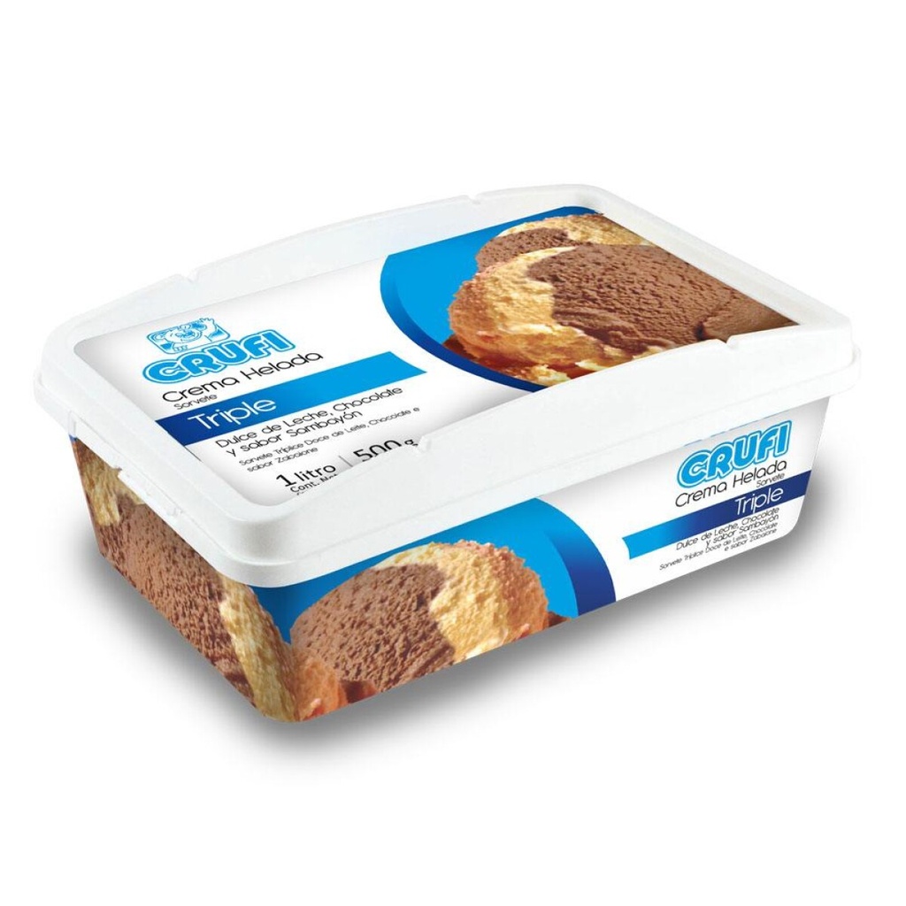 Barra Crufi 1lt triple  dulce de leche ,chocolate y sambayon