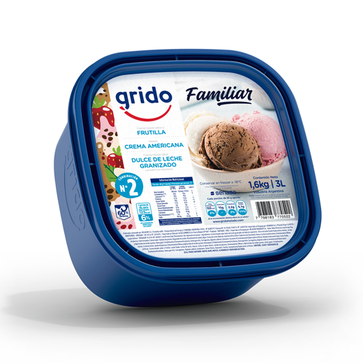 Pote Grido Frutilla,Crema Americana,DDL Granizado 3L