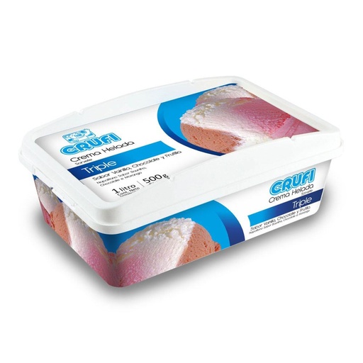 Barra Crufi 1lt triple vainilla,chocolate y frutilla